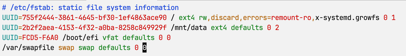 fstab文件编辑配置截图