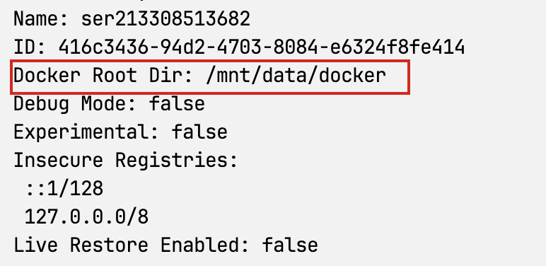 Docker信息查看显示Docker数据目录